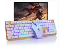 炫光lol游戏键盘鼠标套装有线金属悬浮式七彩背光发光